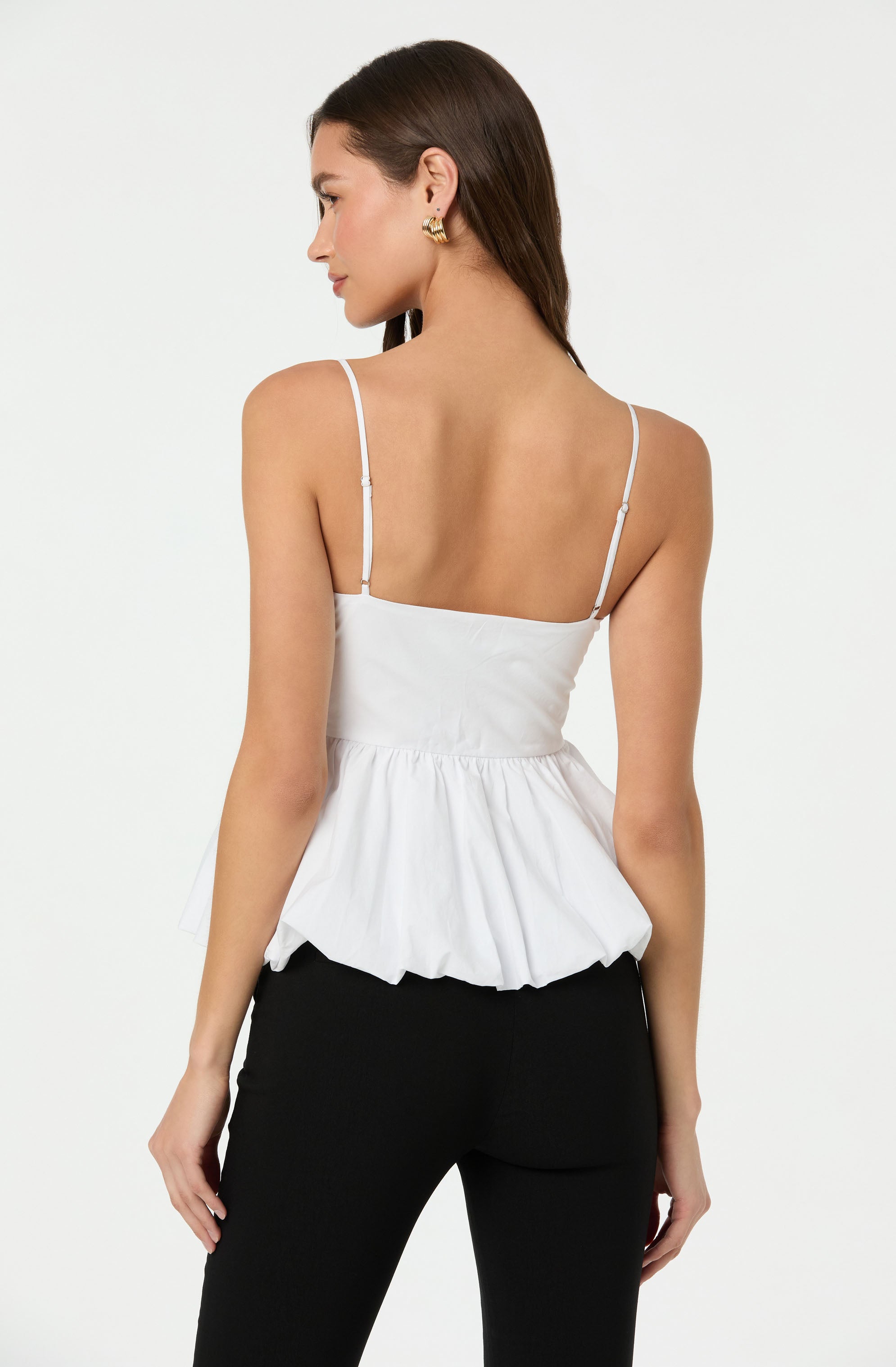 Cutout Bubble Hem Peplum Top