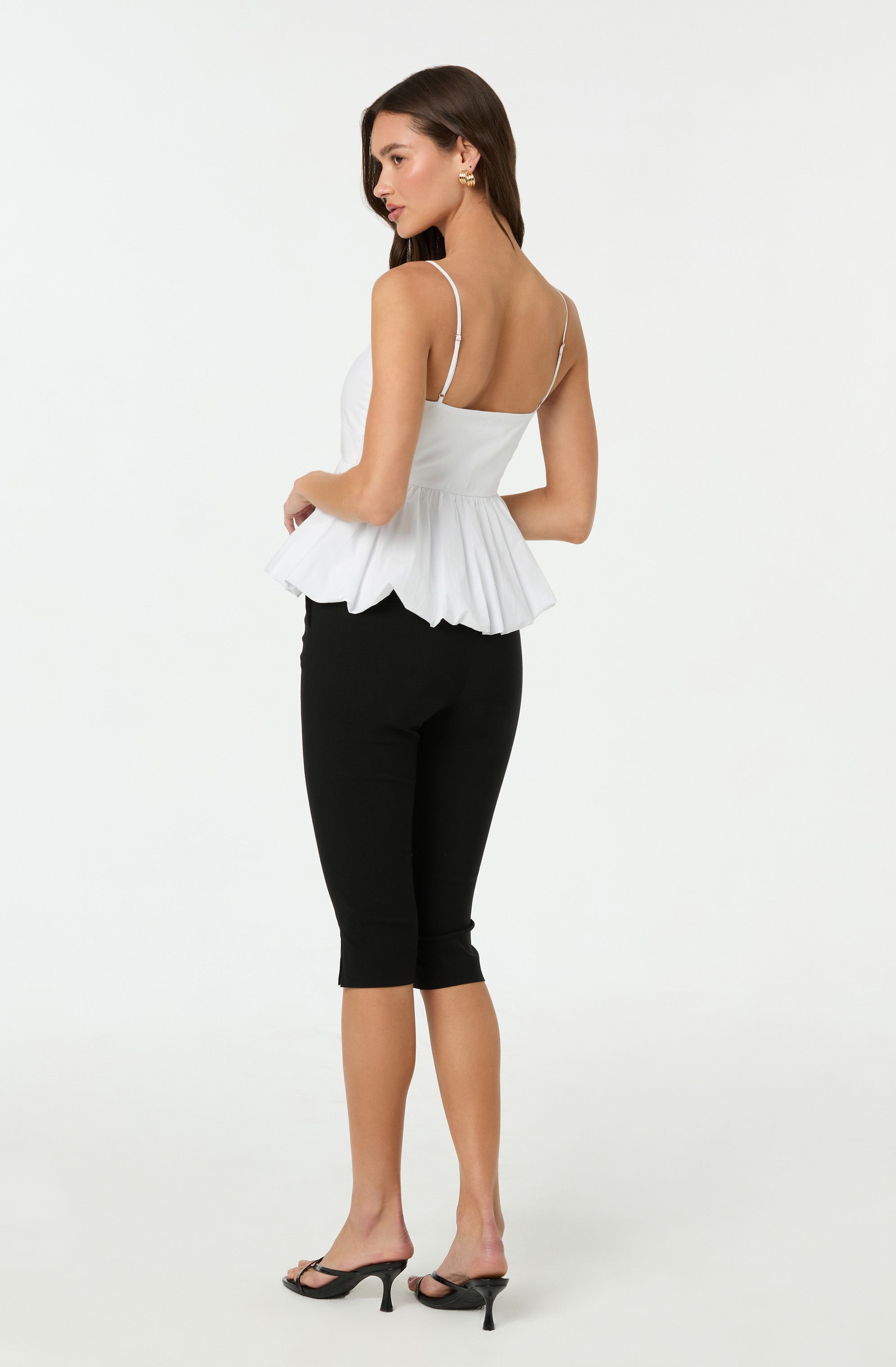 Cutout Bubble Hem Peplum Top