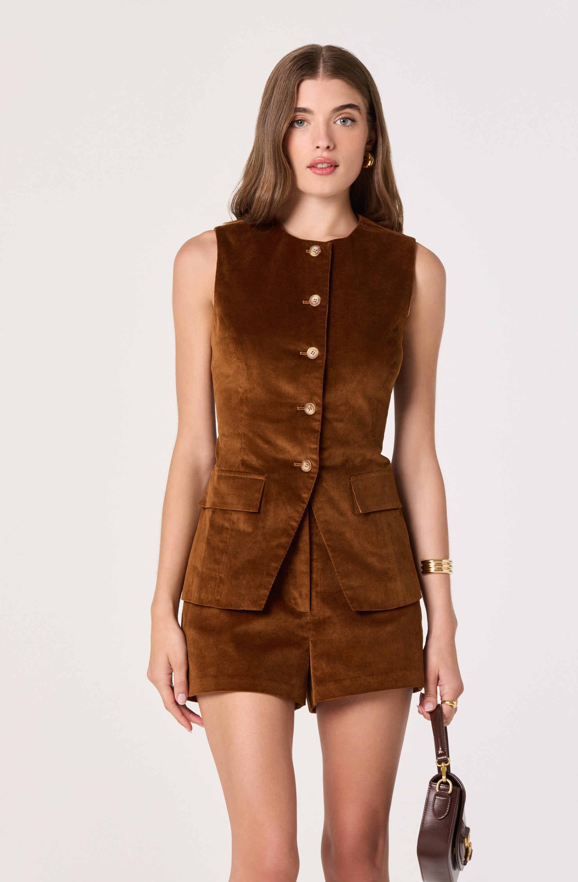 Corduroy Button Front Vest