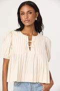 Pleated Puff Sleeve Top