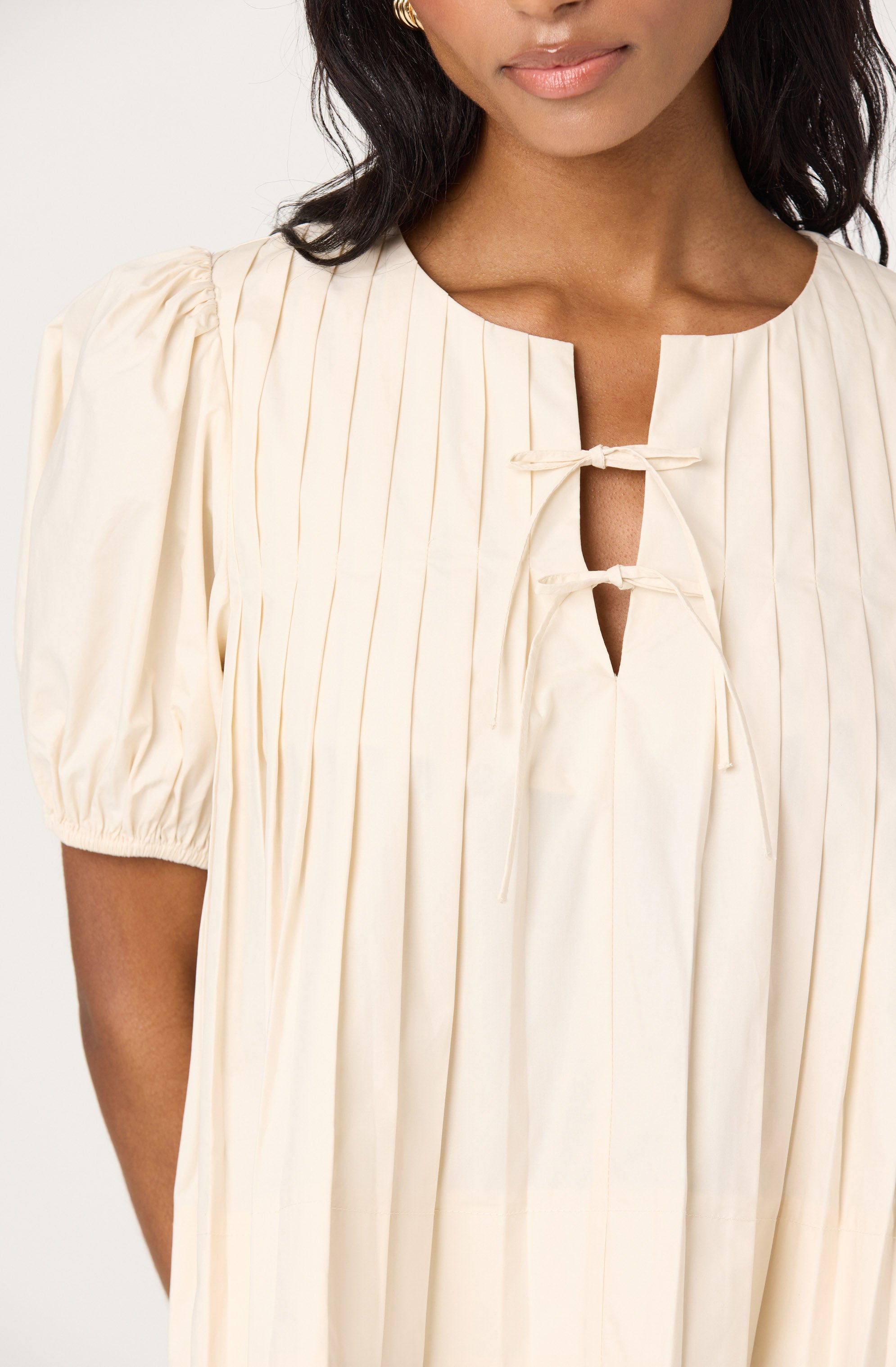 Pleated Puff Sleeve Top