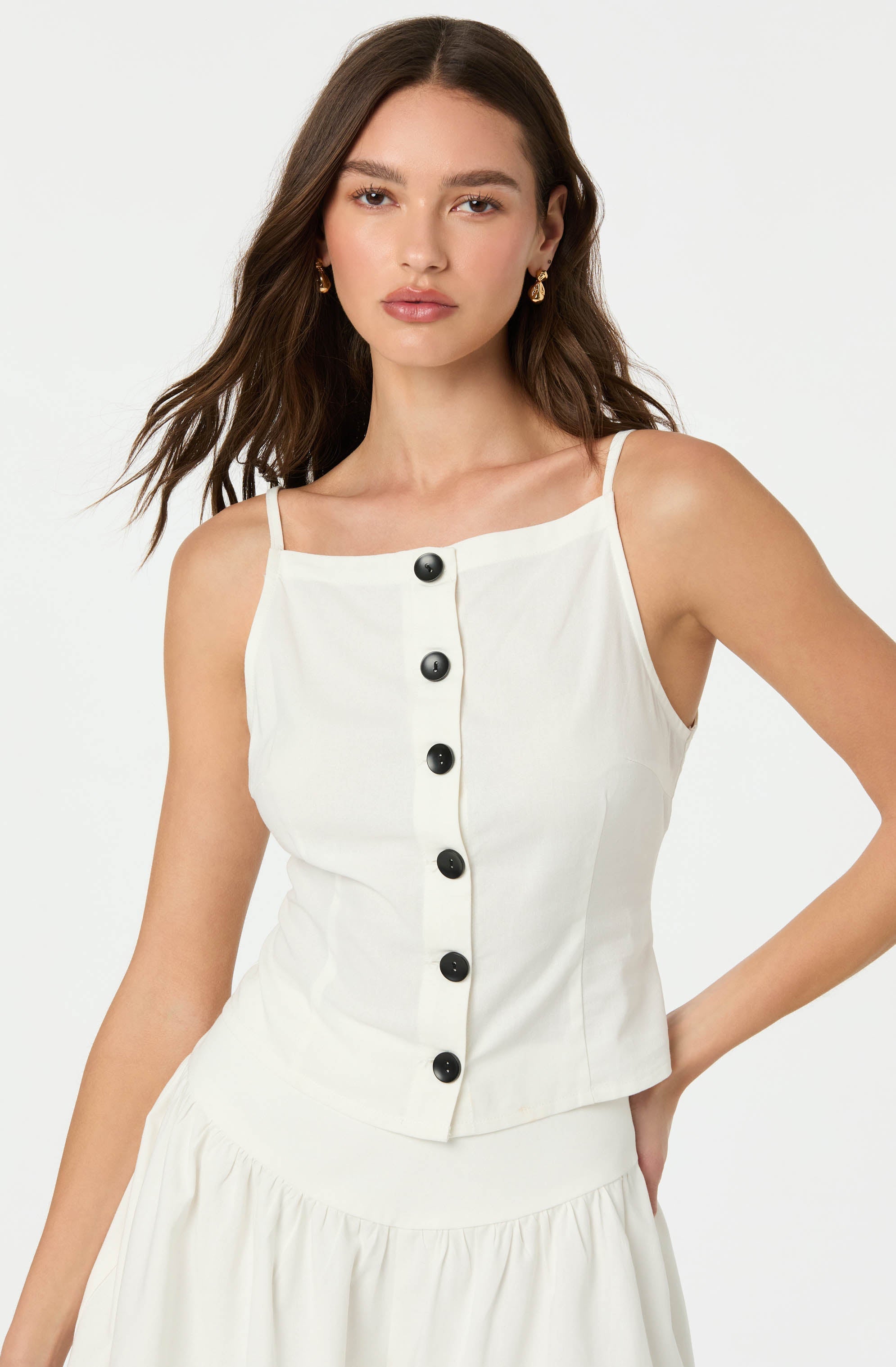 Linen-Blend Boat Neck Top