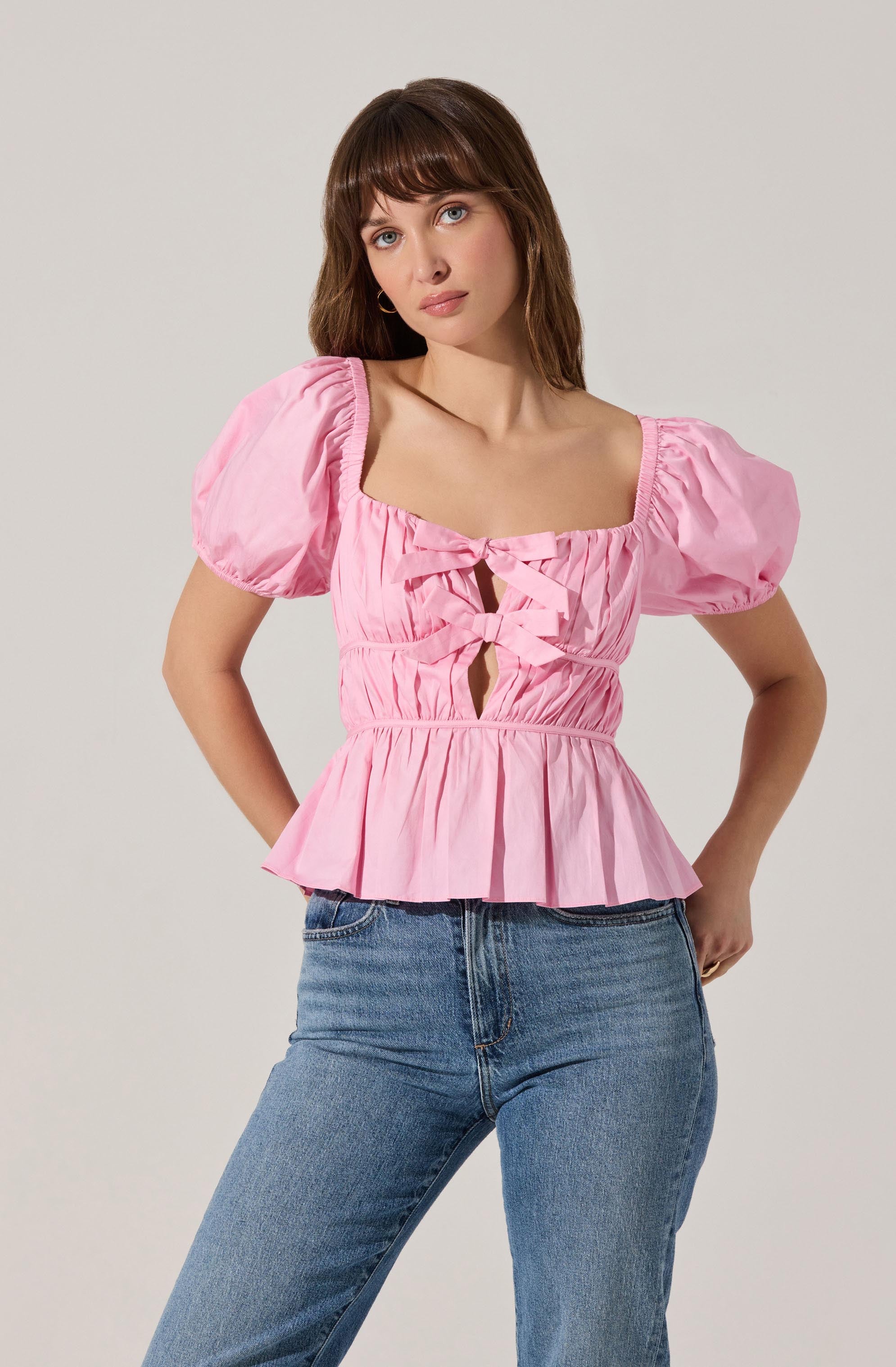 Bow Front Peplum Top