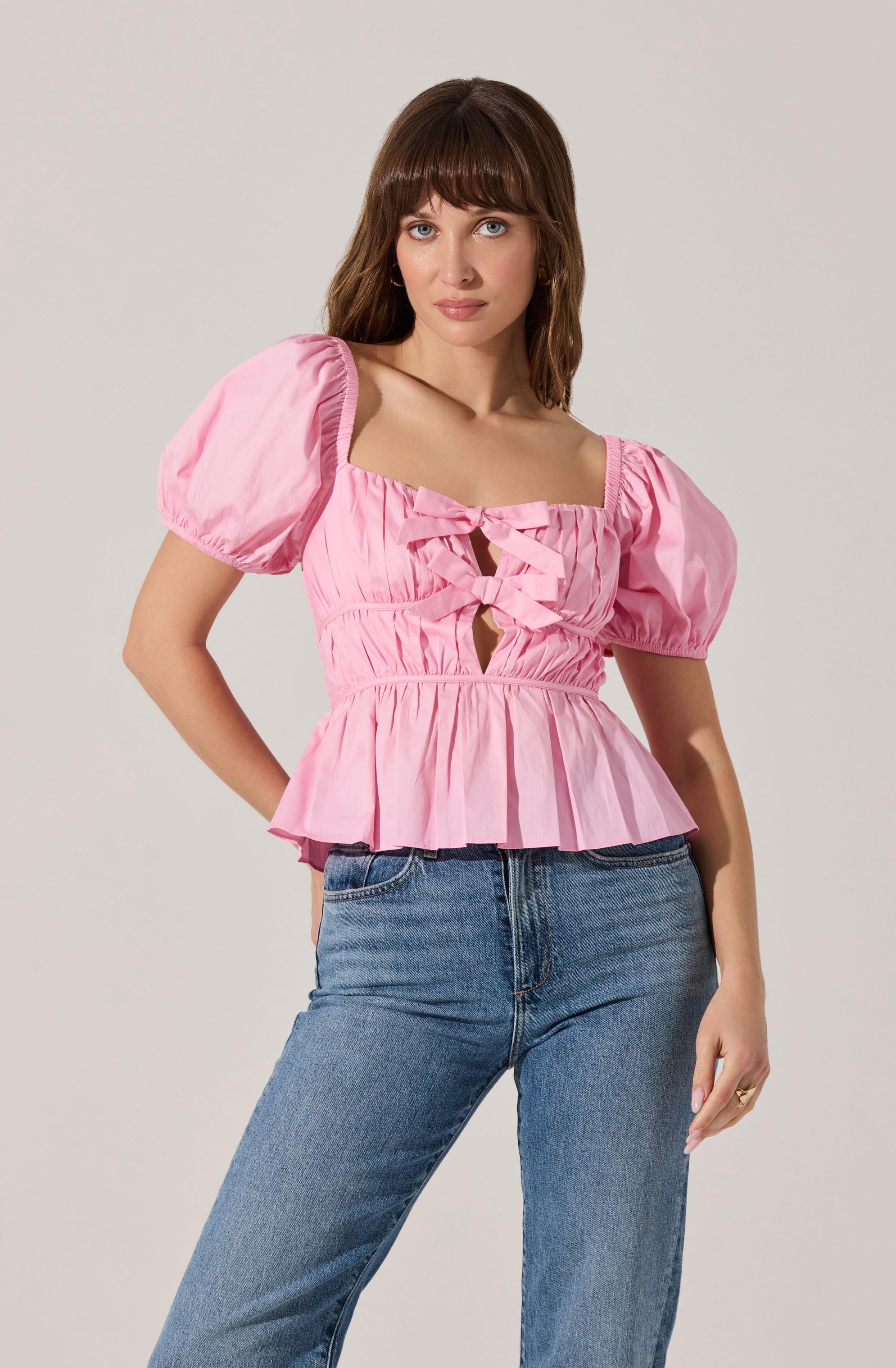 Bow Front Peplum Top