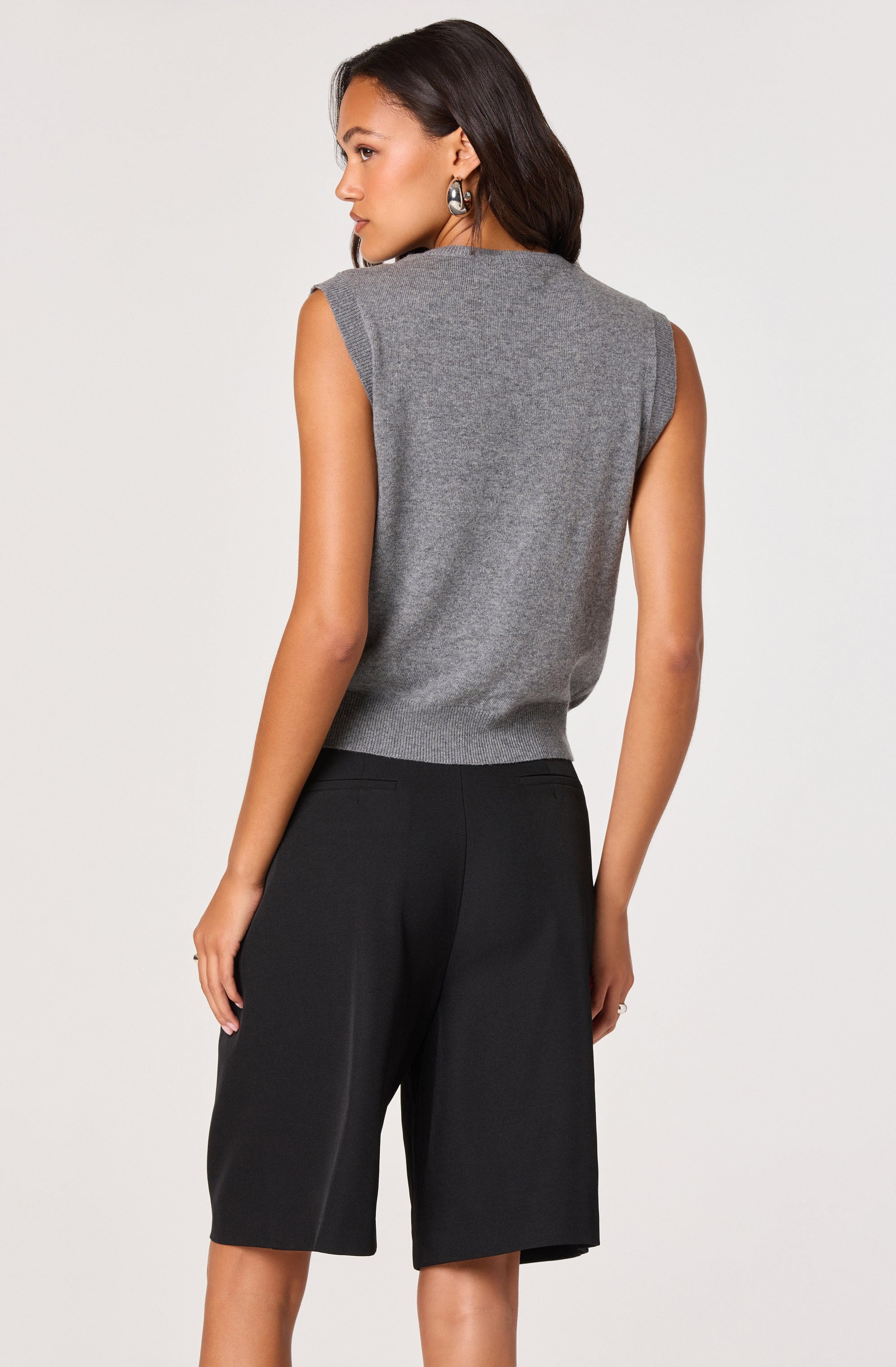 Sleeveless Layered Scarf Sweater