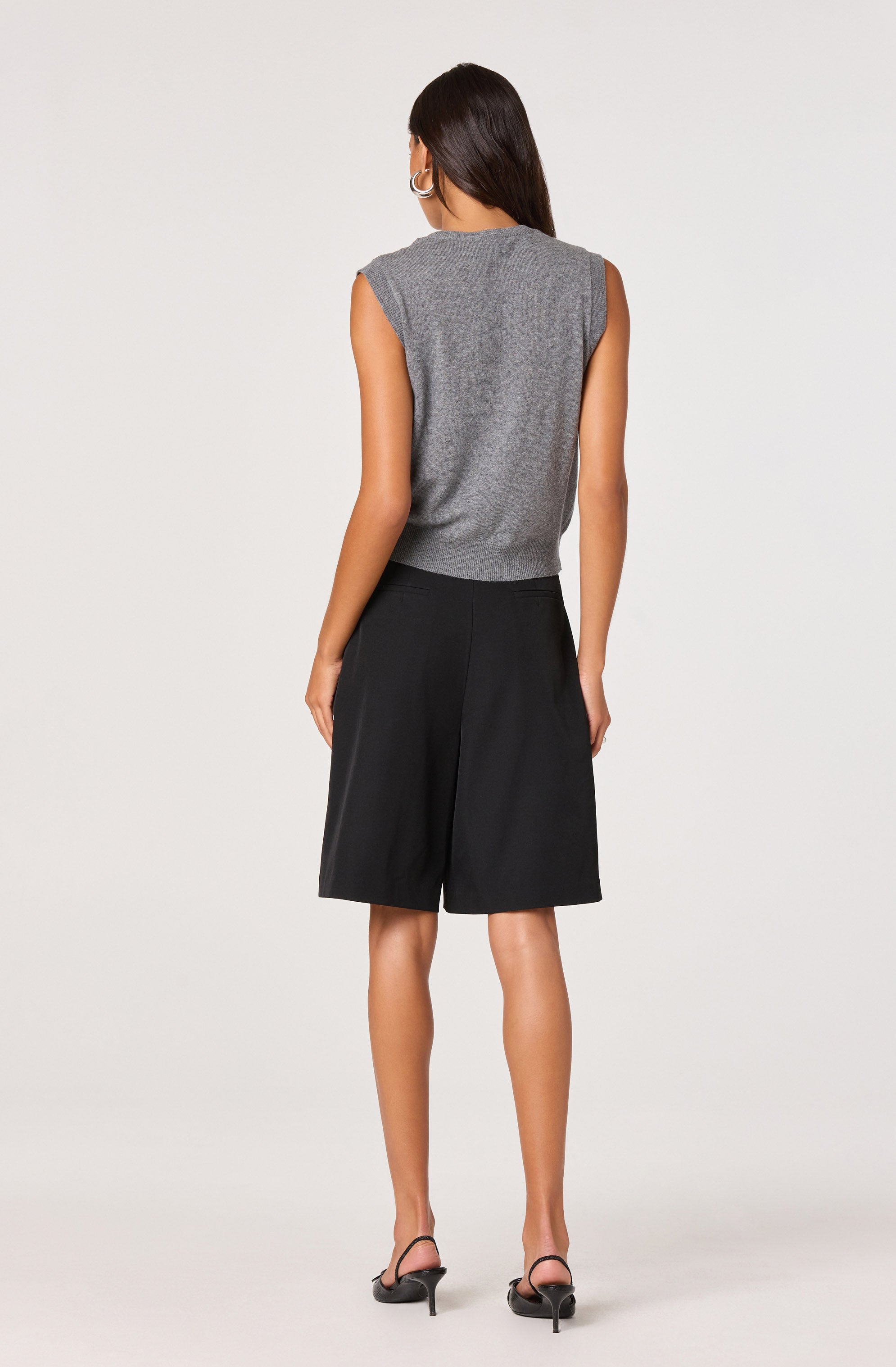 Sleeveless Layered Scarf Sweater