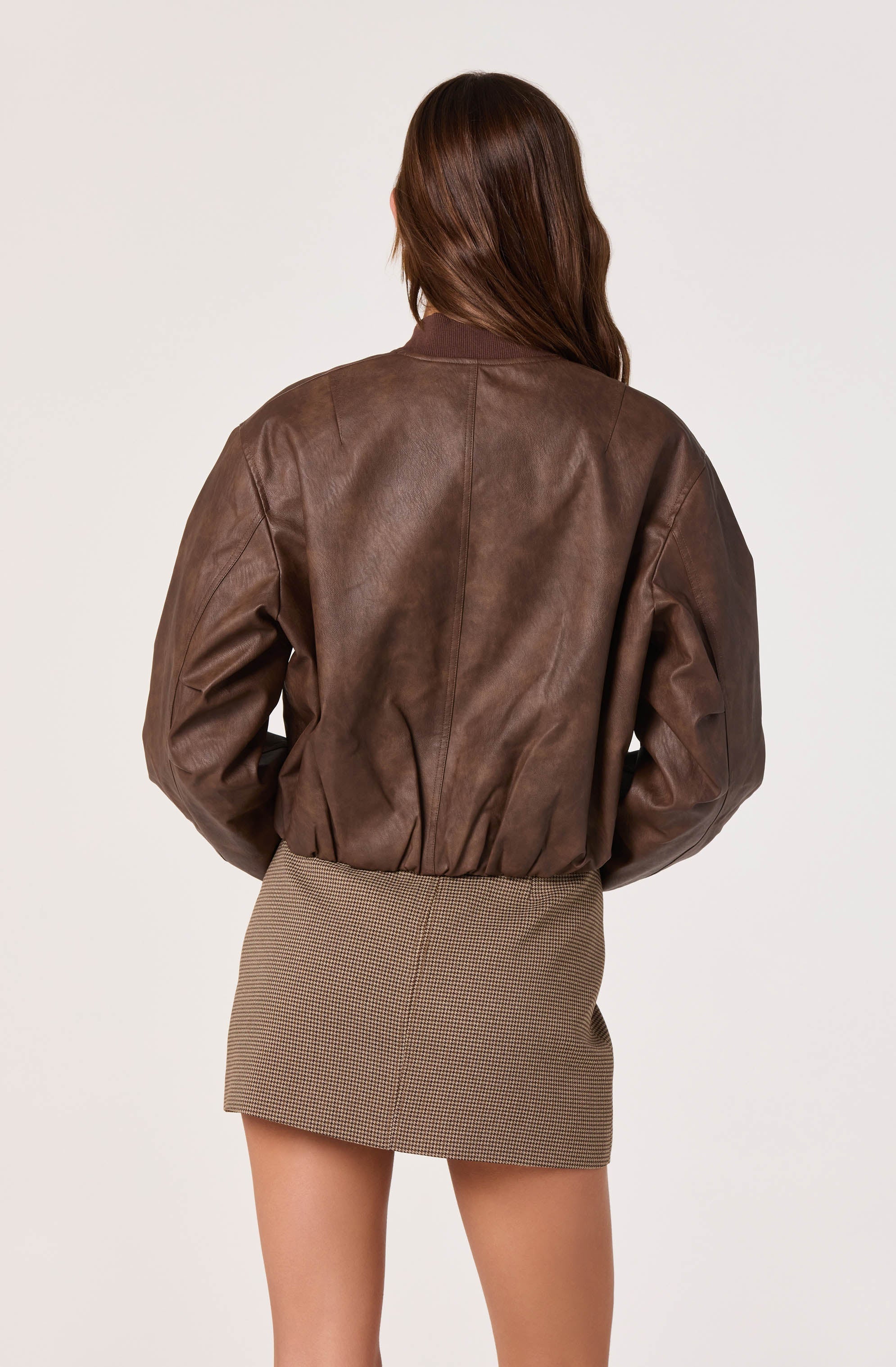 Faux Leather Bomber Jacket