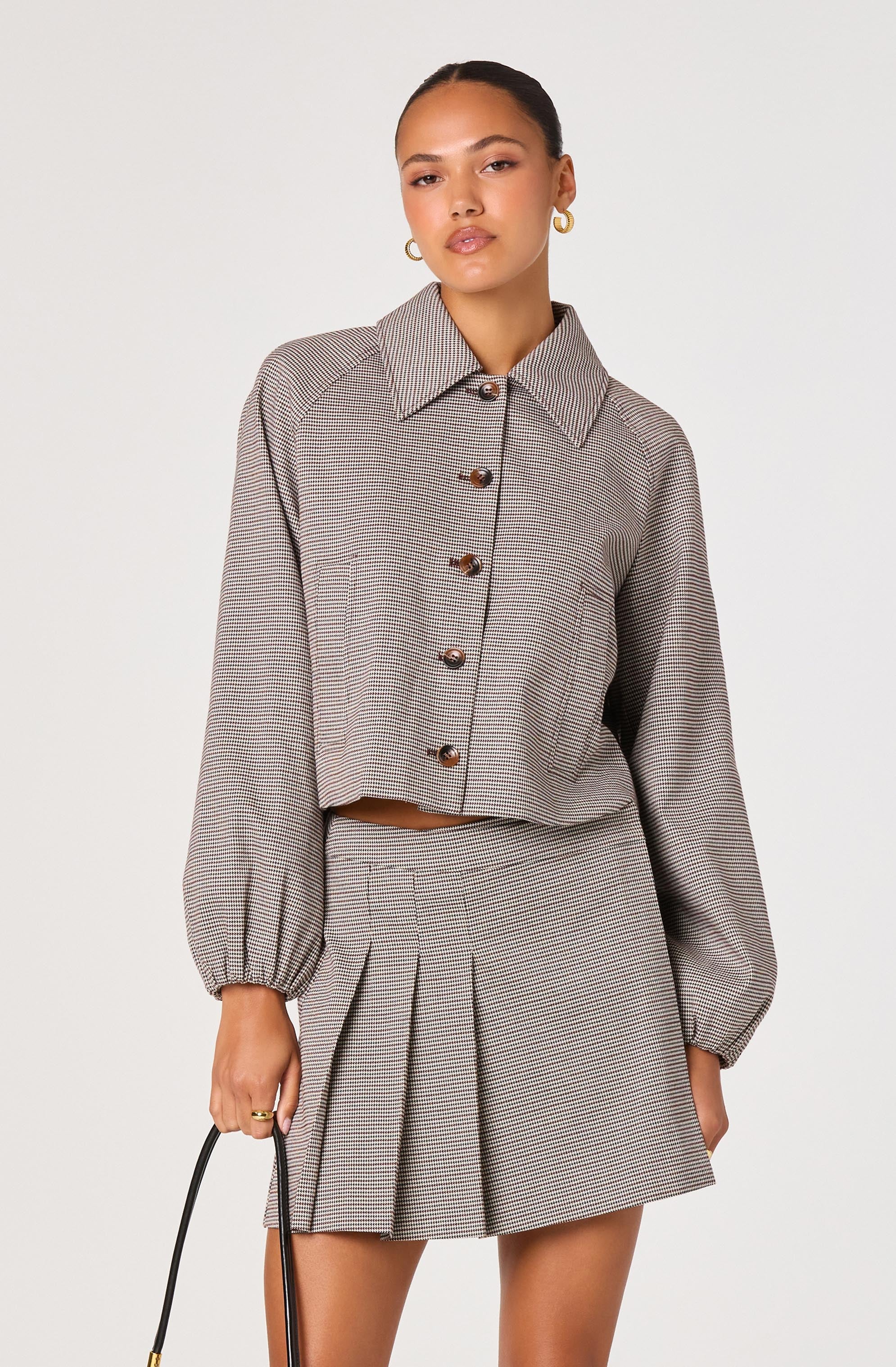Cropped Tailored Balloon Sleeve Jacket