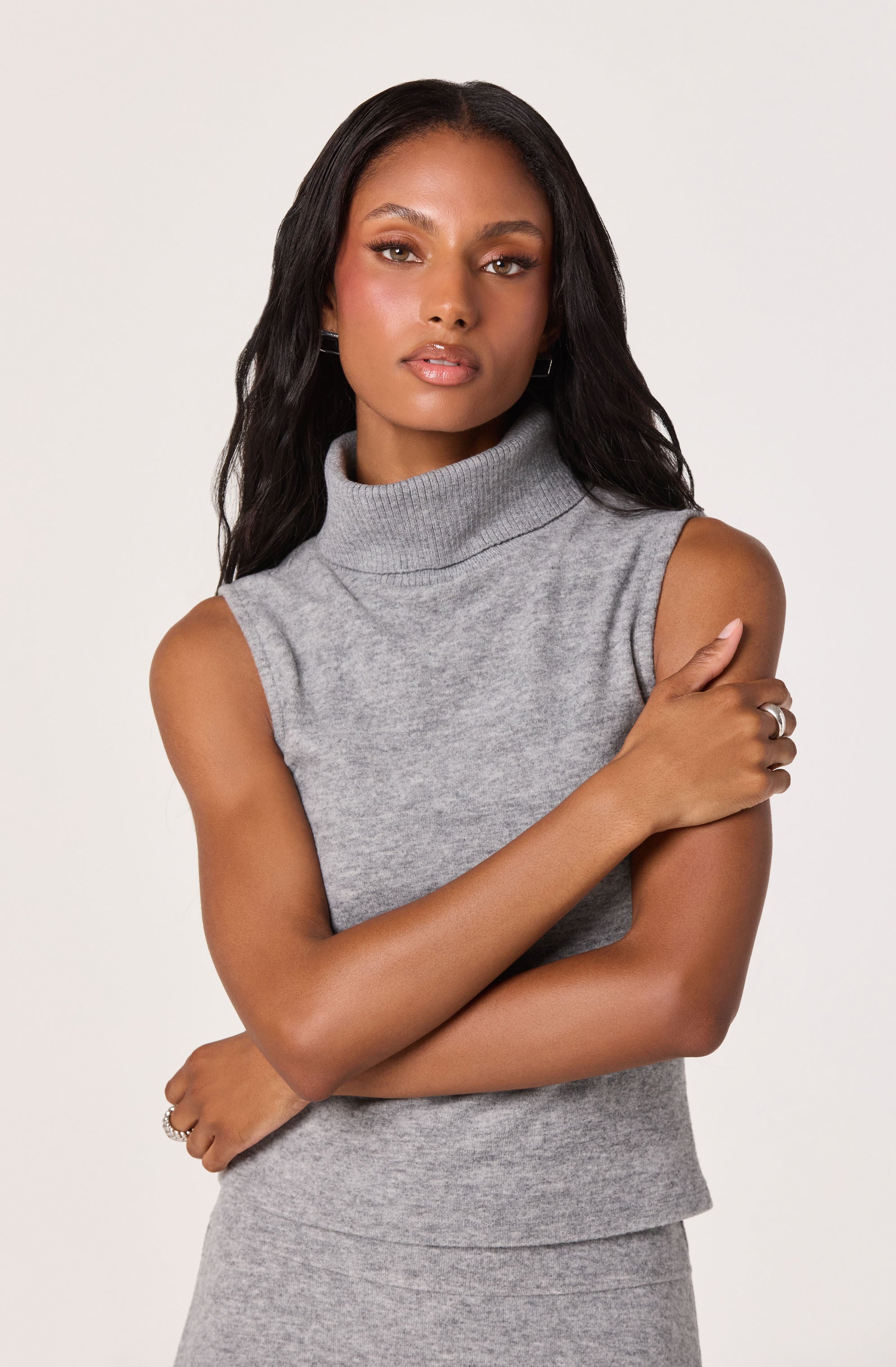 Sleeveless Knit Turtleneck Top