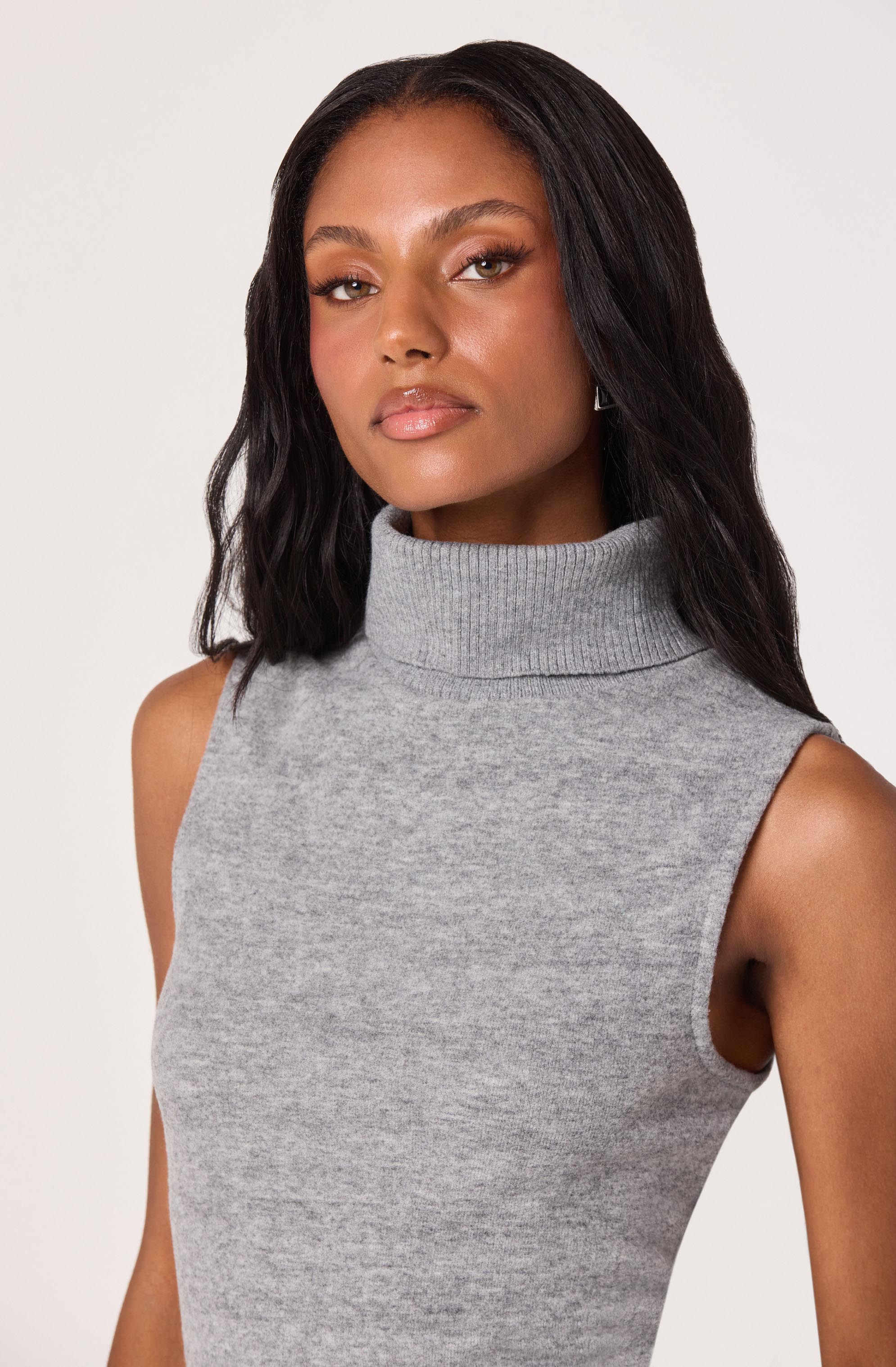 Sleeveless Knit Turtleneck Top