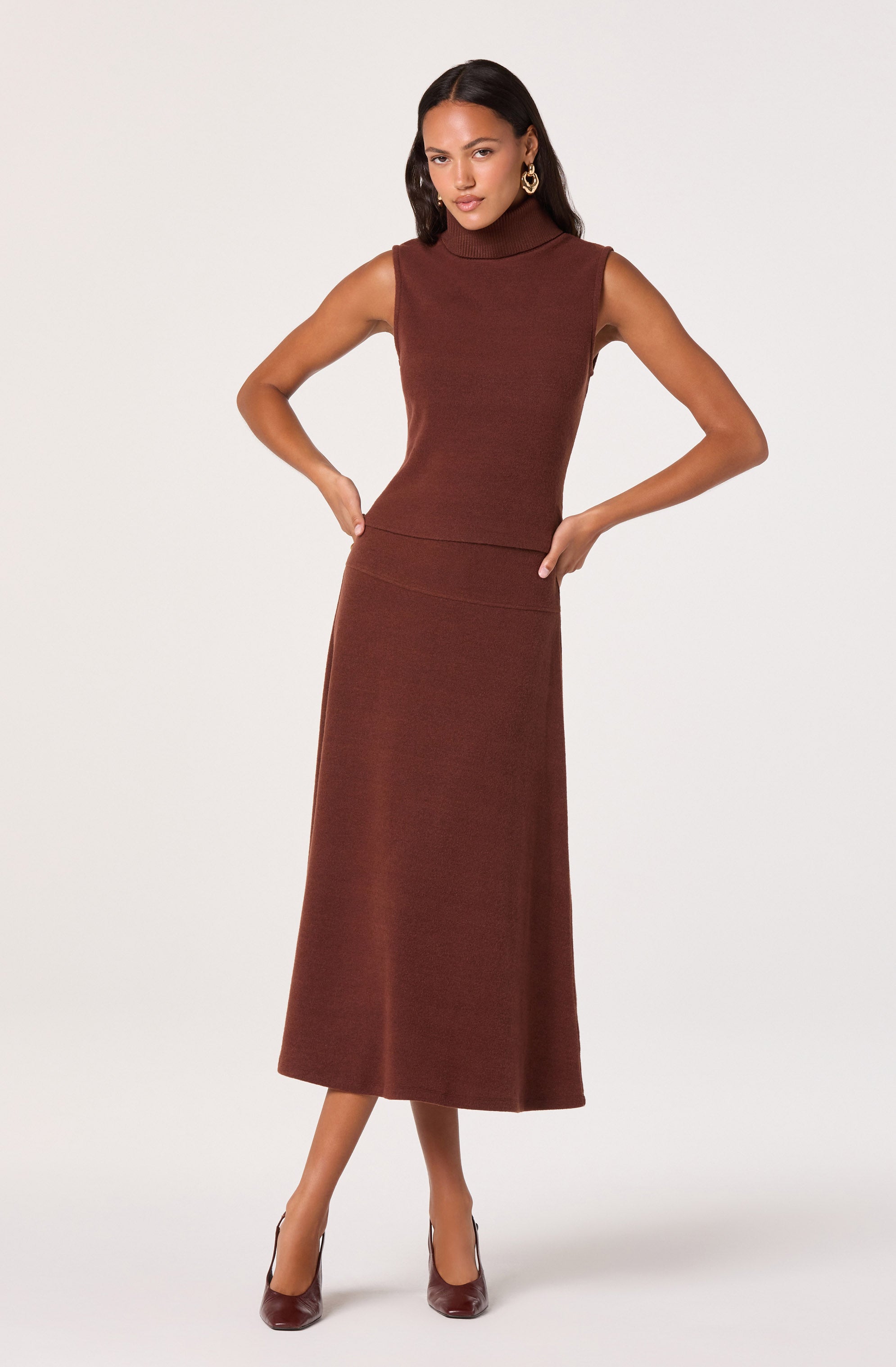 Sleeveless Knit Turtleneck Top