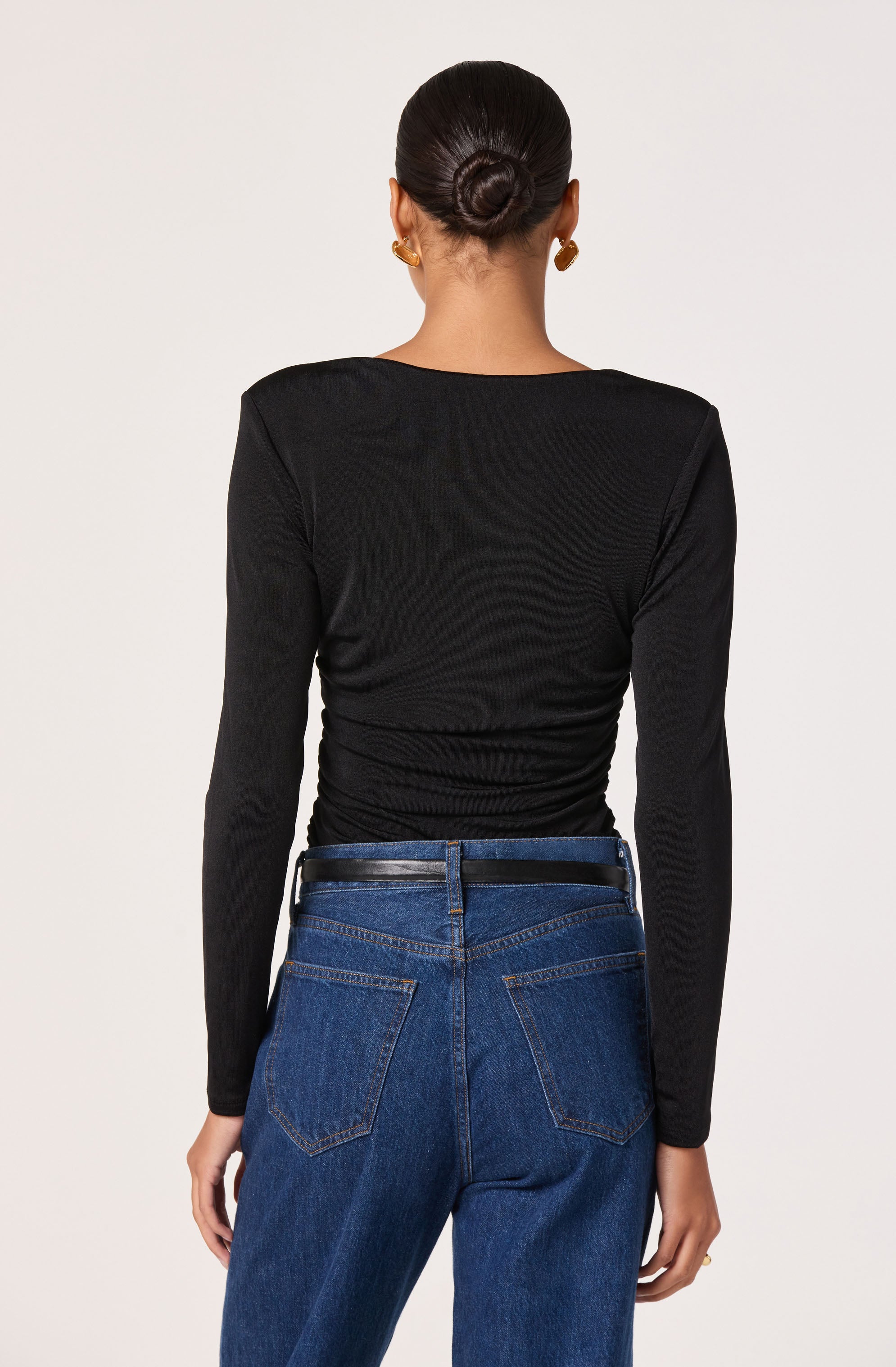 V-Neck Long Sleeve Ruched Top