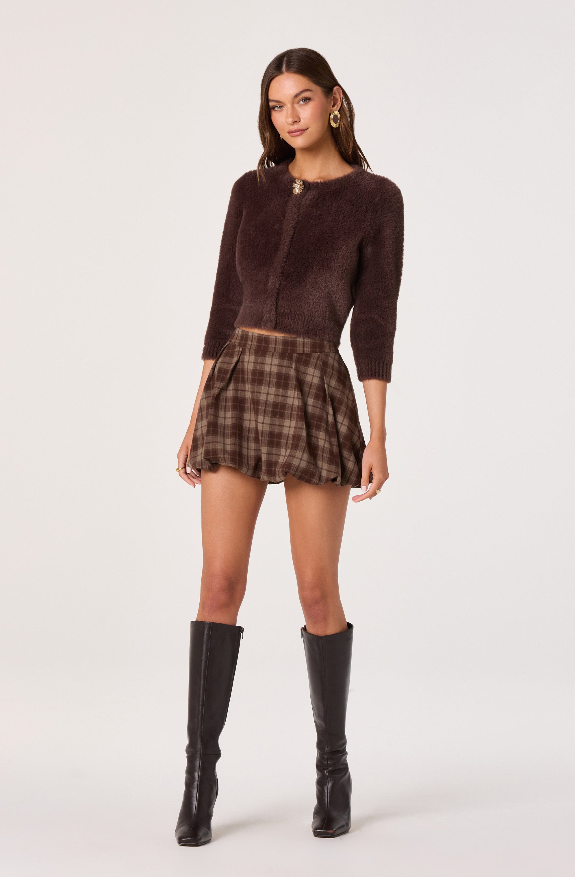 Fuzzy Cropped Cardigan