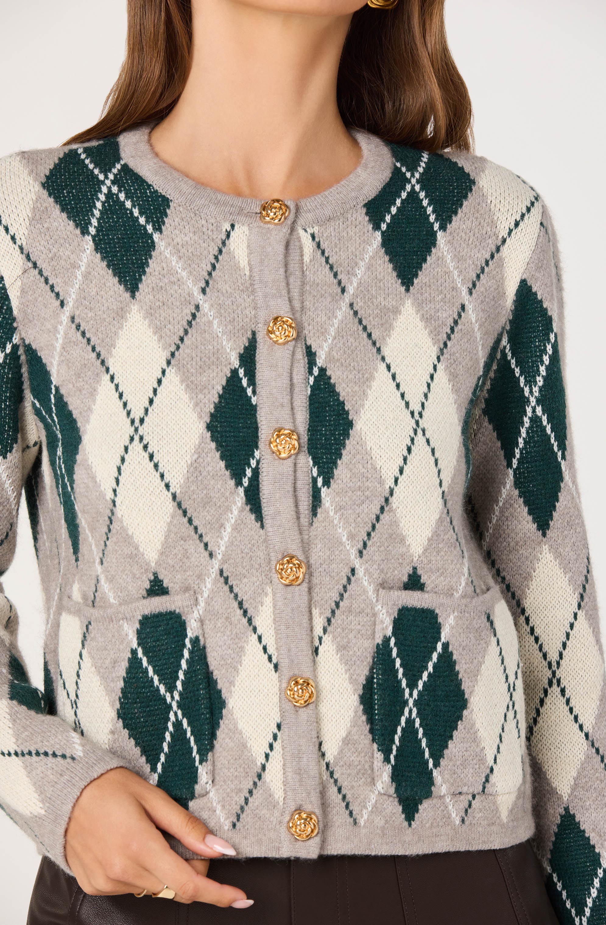 Argyle Long Sleeve Cardigan