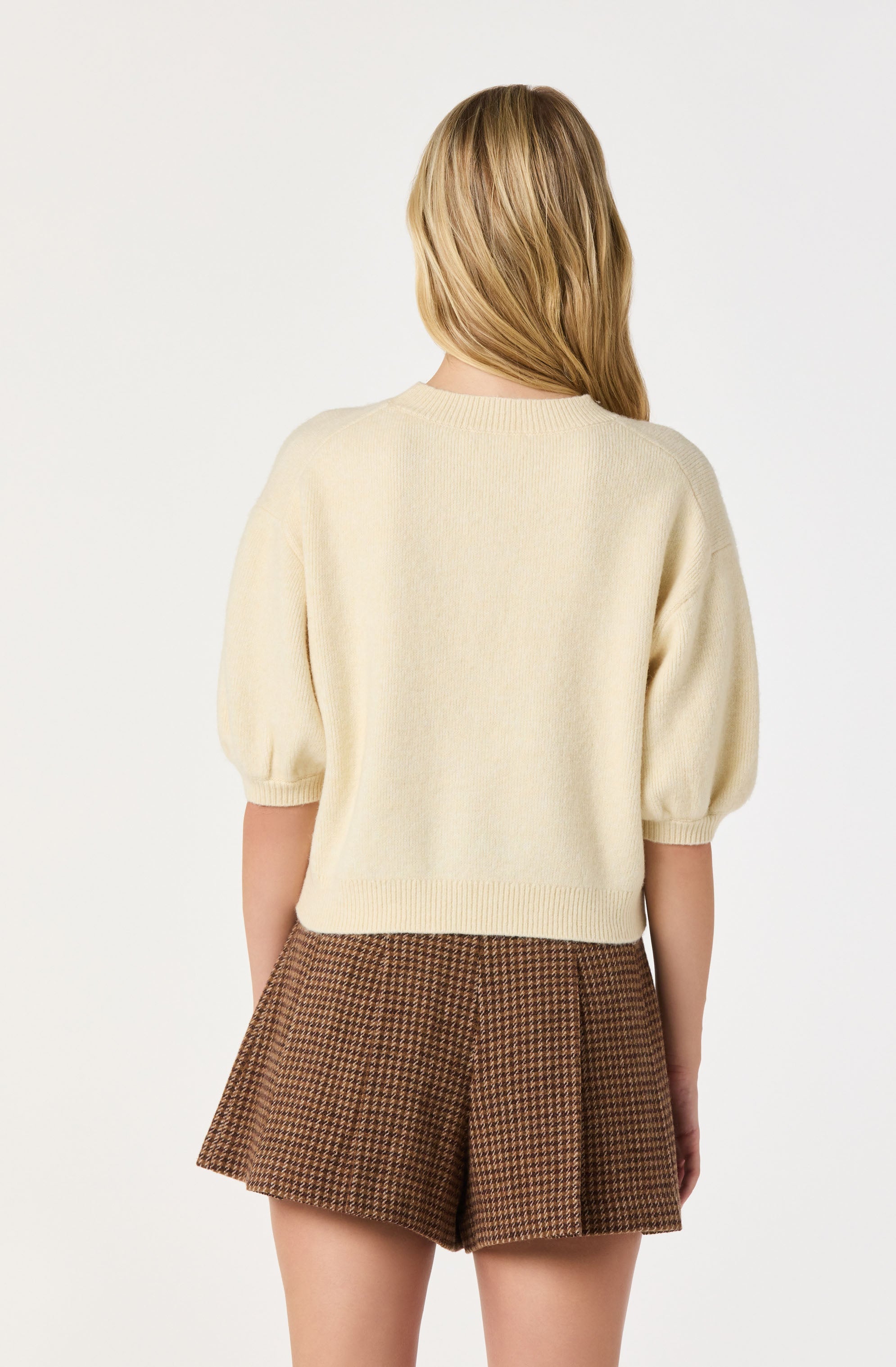 Jewel Embellished Puff Sleeve Sweater