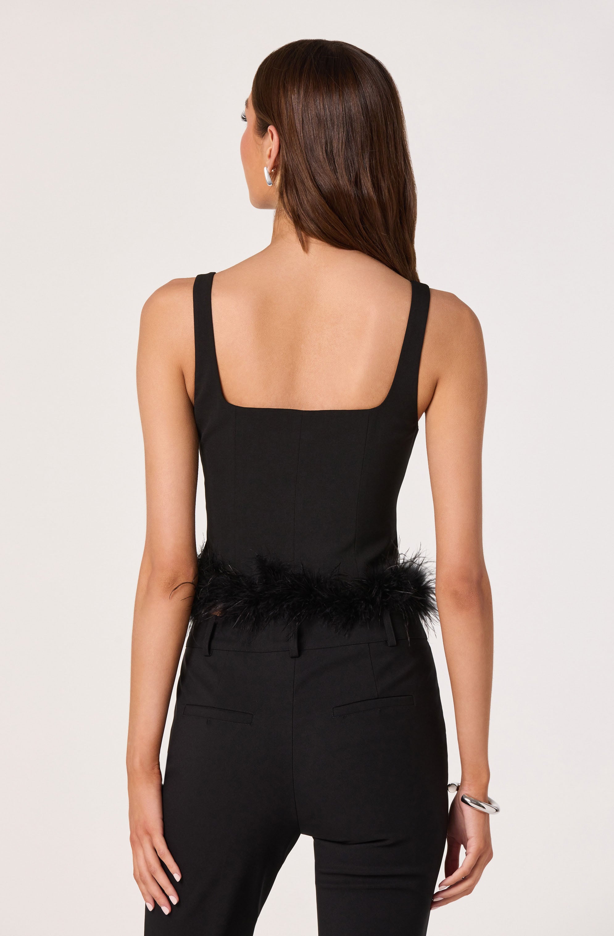Feather Trim Corset Top