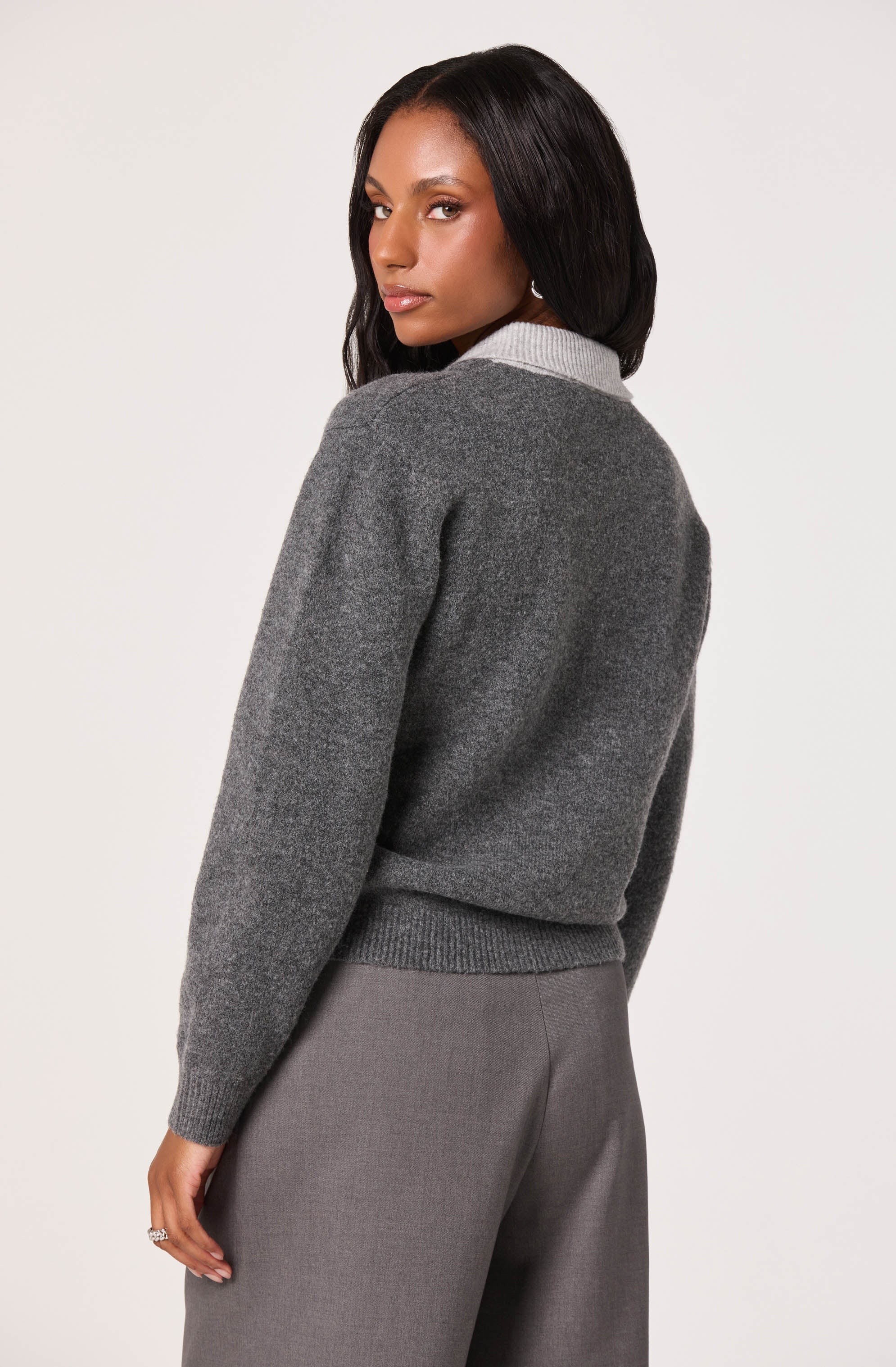 Contrast Faux Layered Sweater