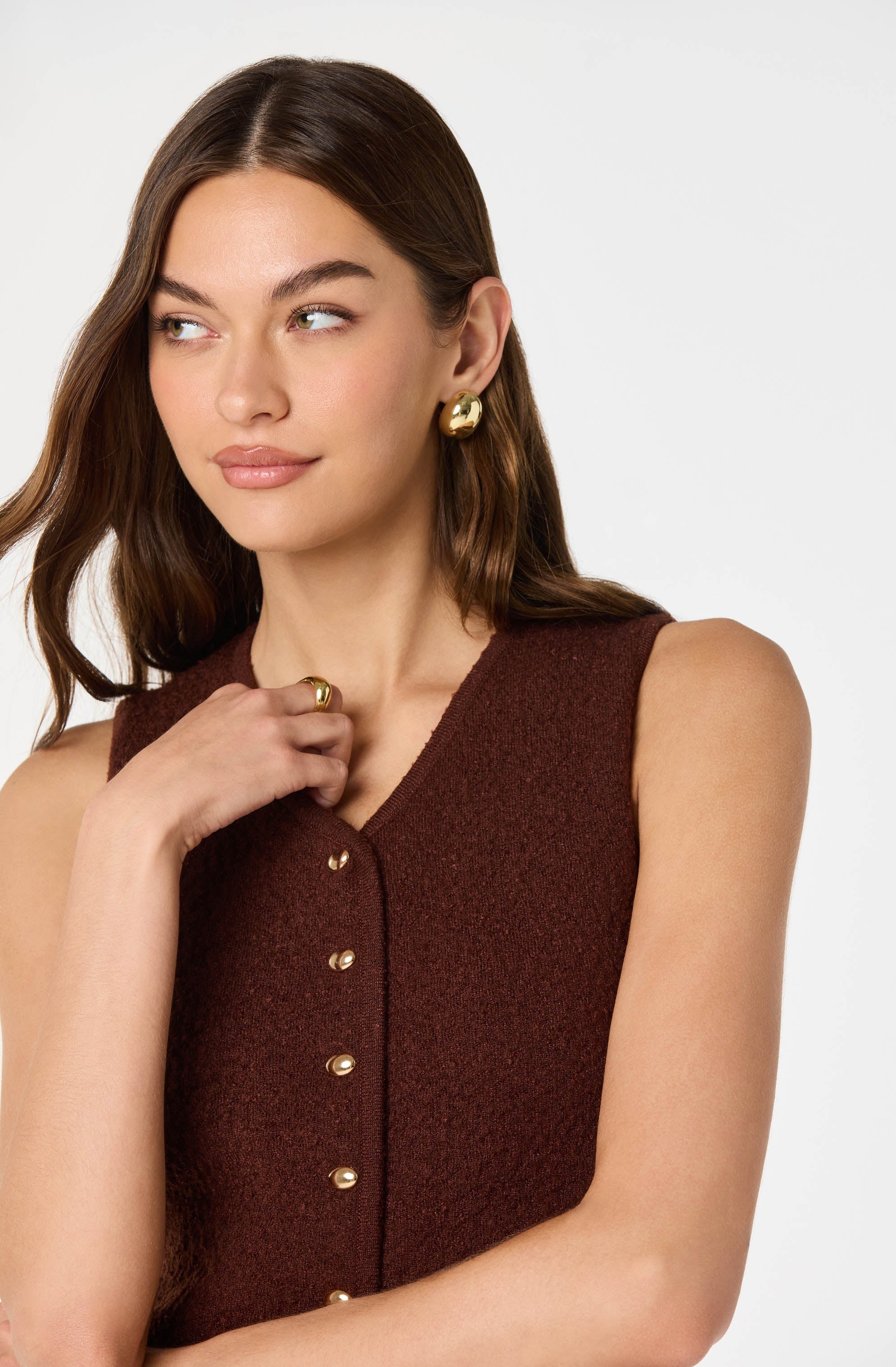 Textured Longline V-Neck Vest