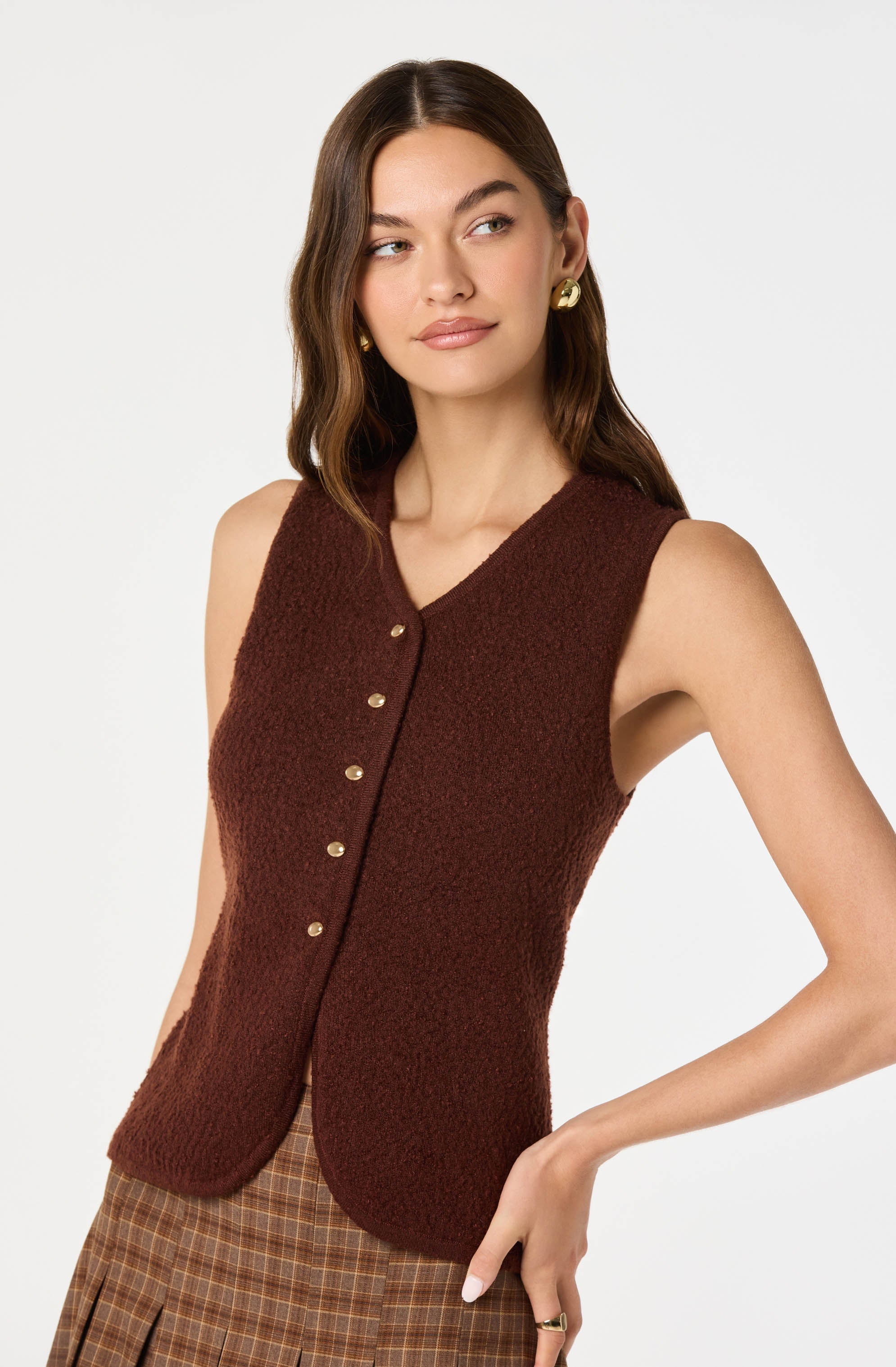 Textured Longline V-Neck Vest