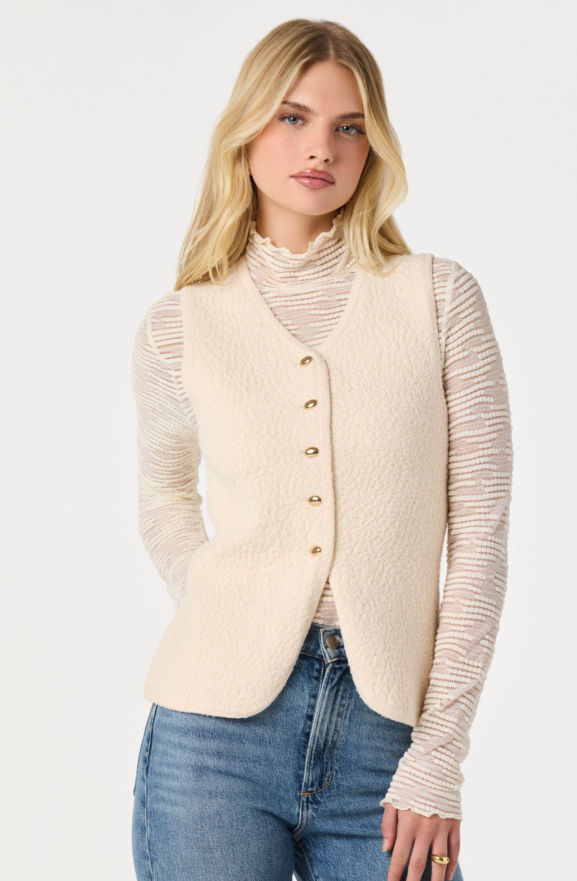 Textured Longline V-Neck Vest