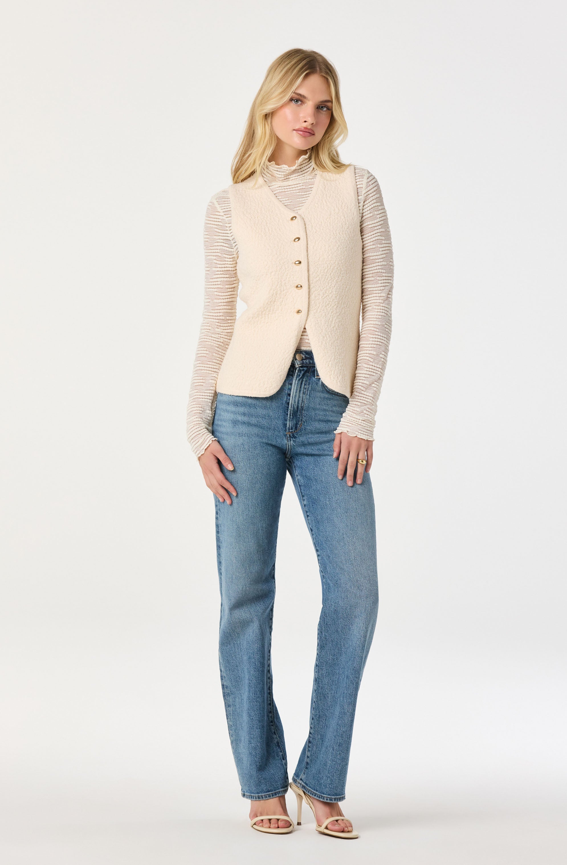 Textured Longline V-Neck Vest