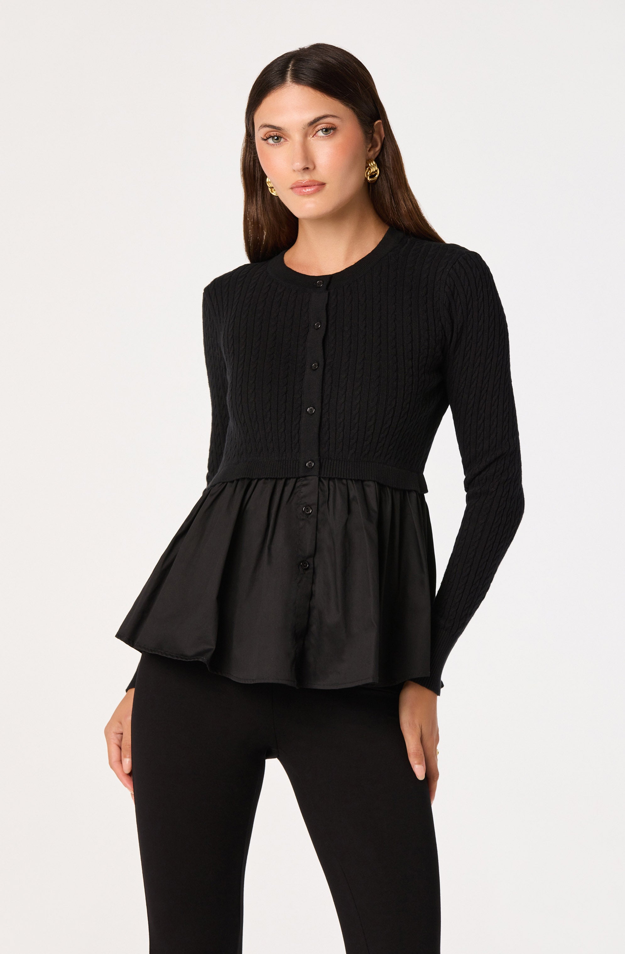 Mixed Media Peplum Top