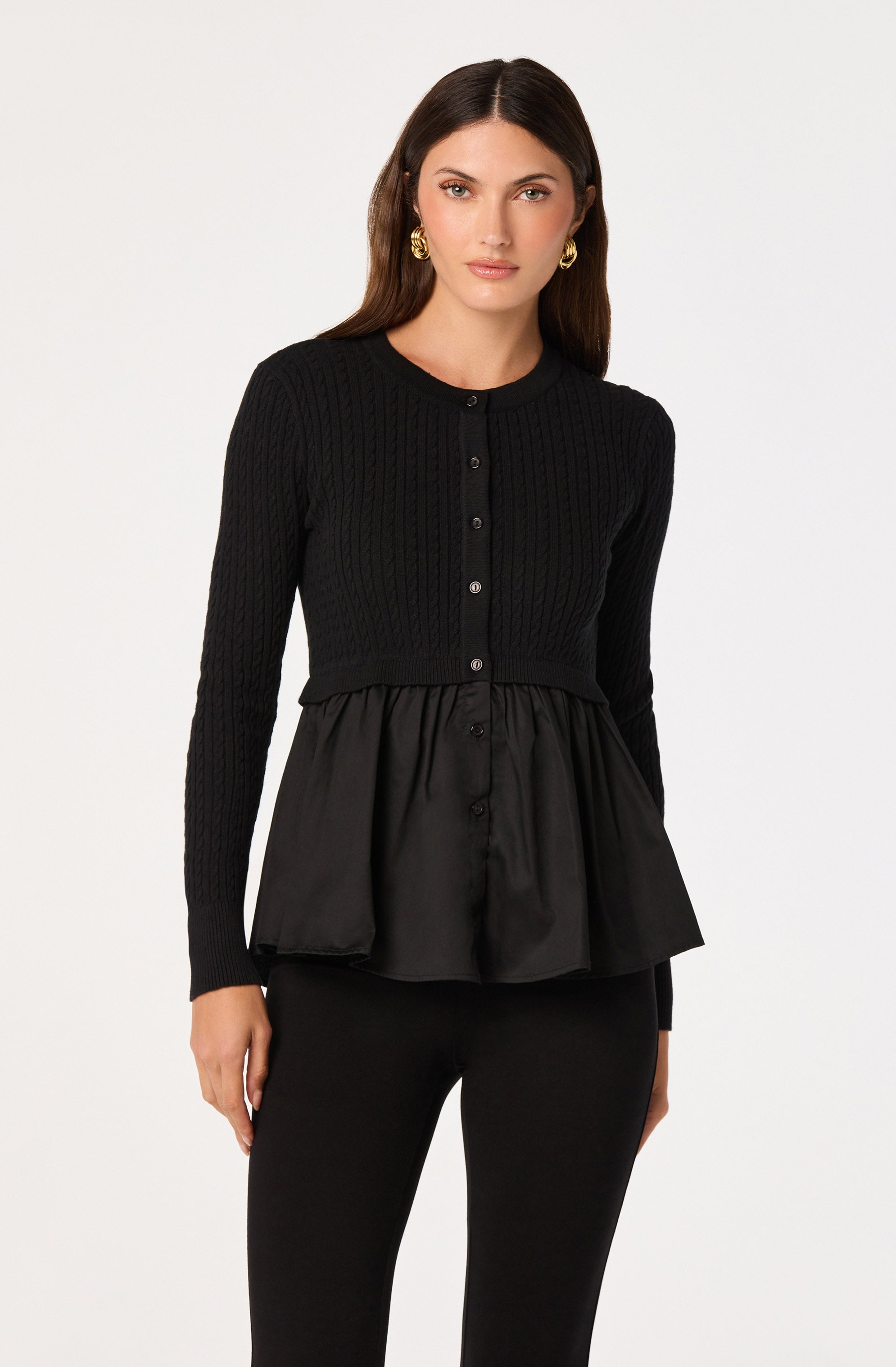 Mixed Media Peplum Top