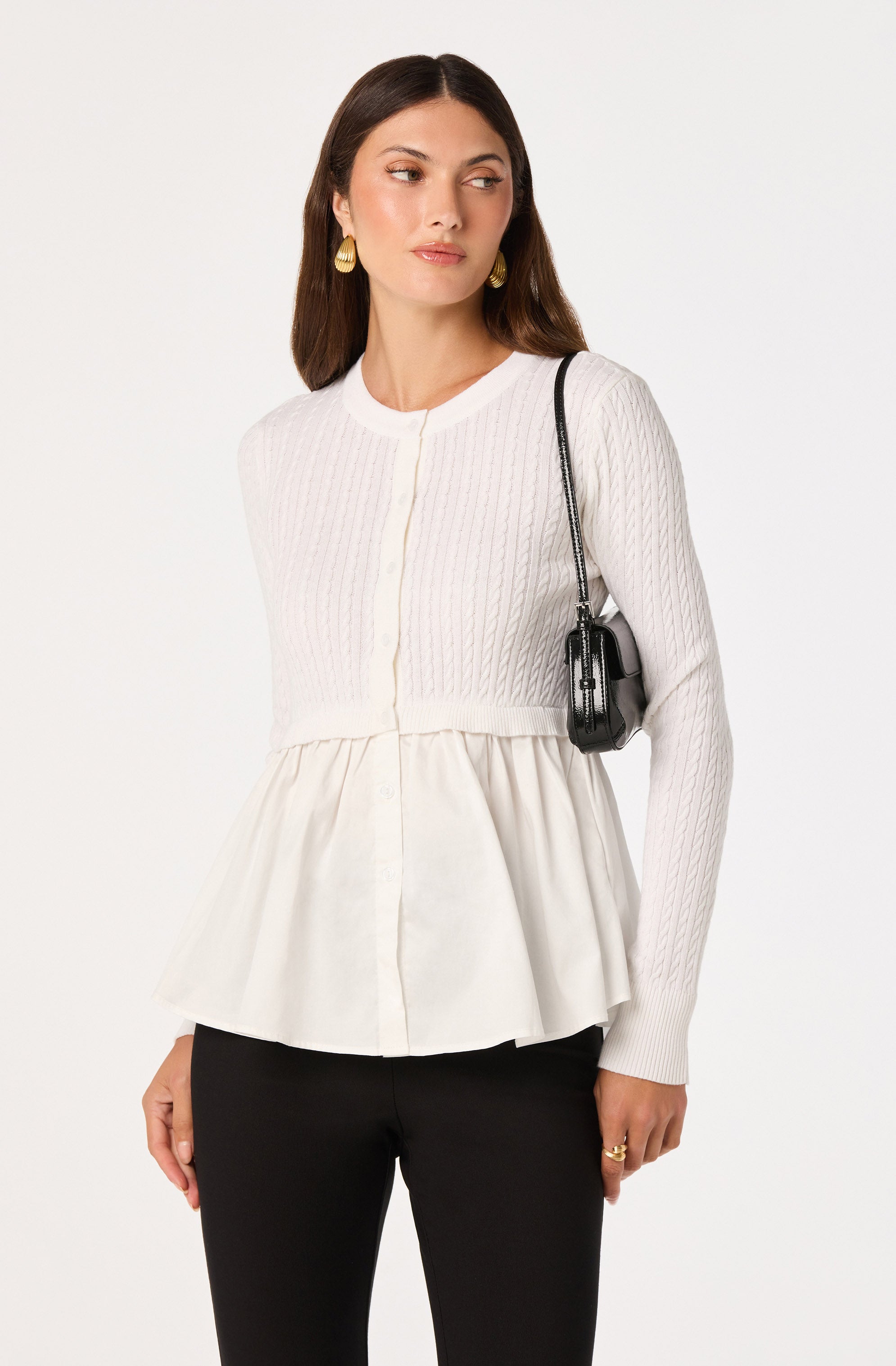 Mixed Media Peplum Top