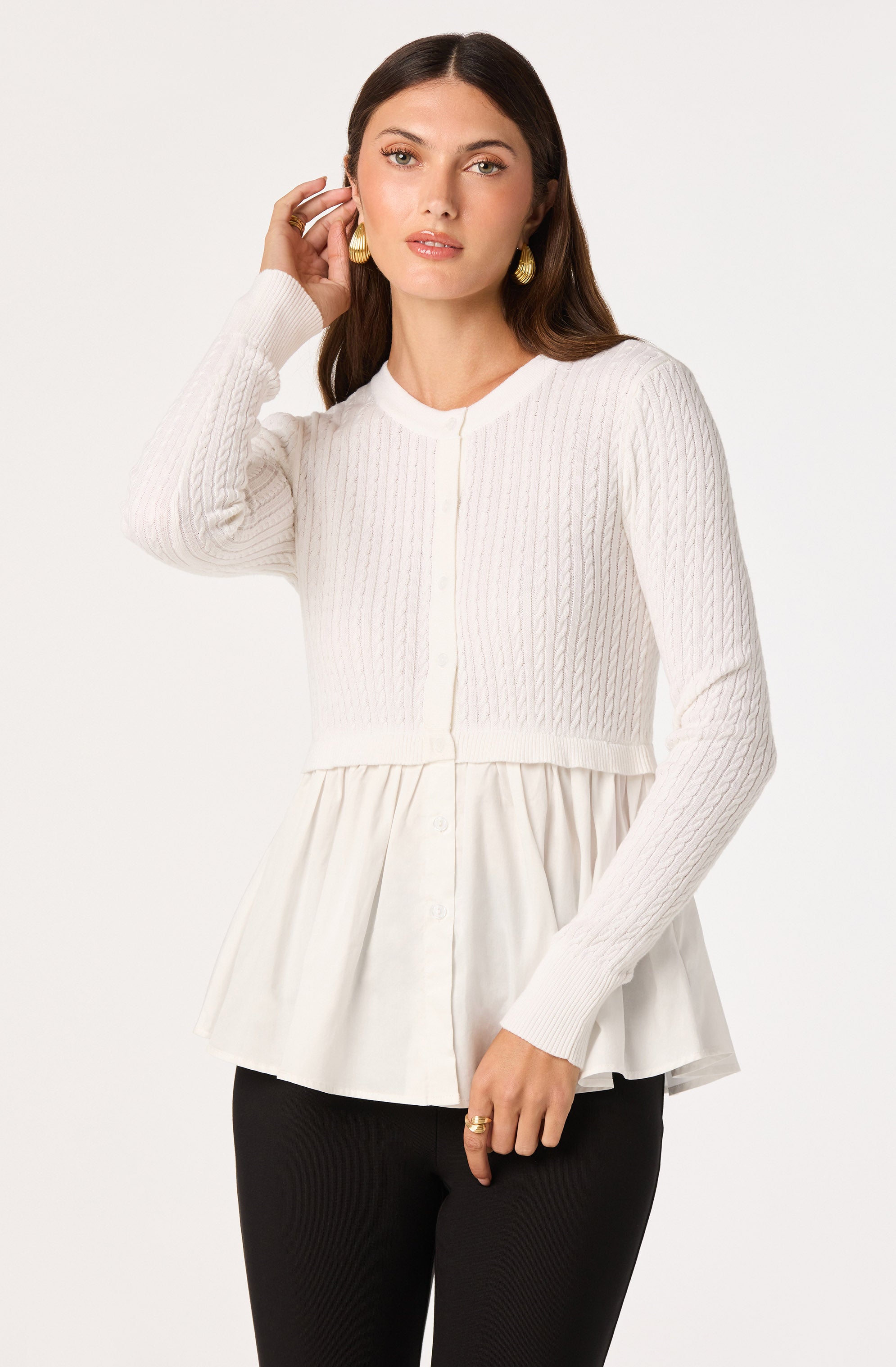 Mixed Media Peplum Top