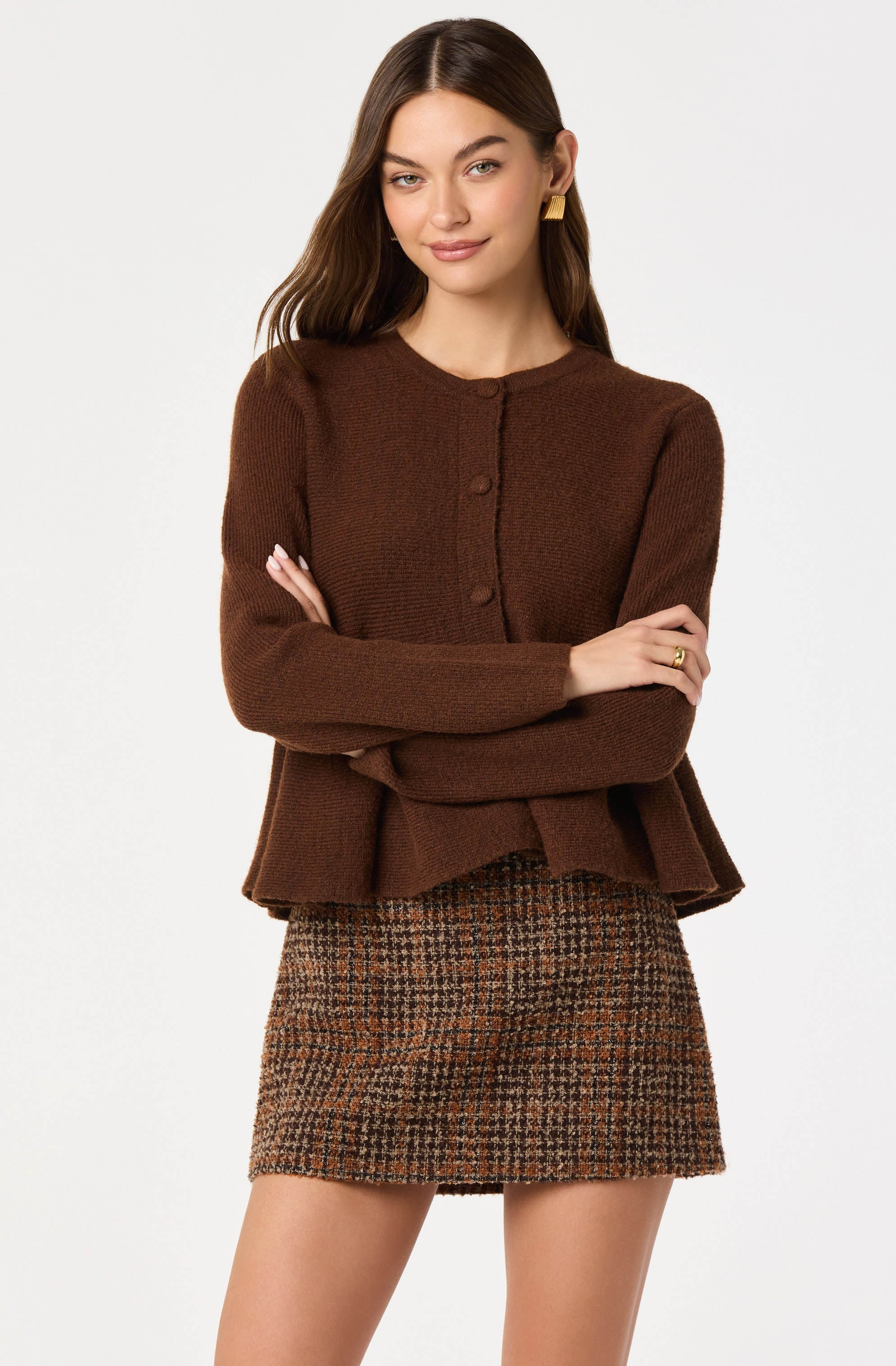 Swing Hem Peplum Cardigan