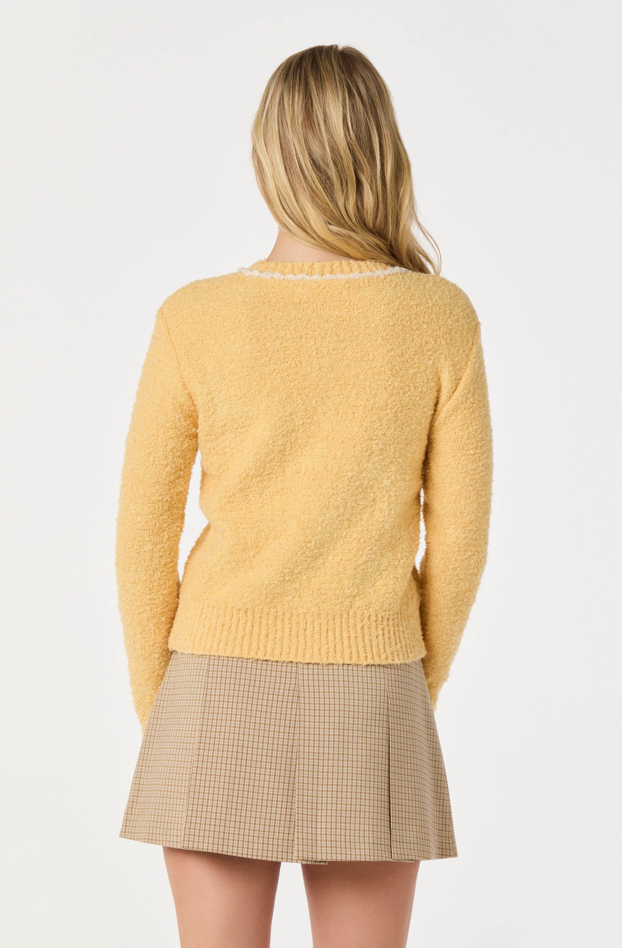 Contrast Stitch Textured Cardigan