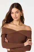 Ribbed Off Shoulder Long Sleeve Sweater