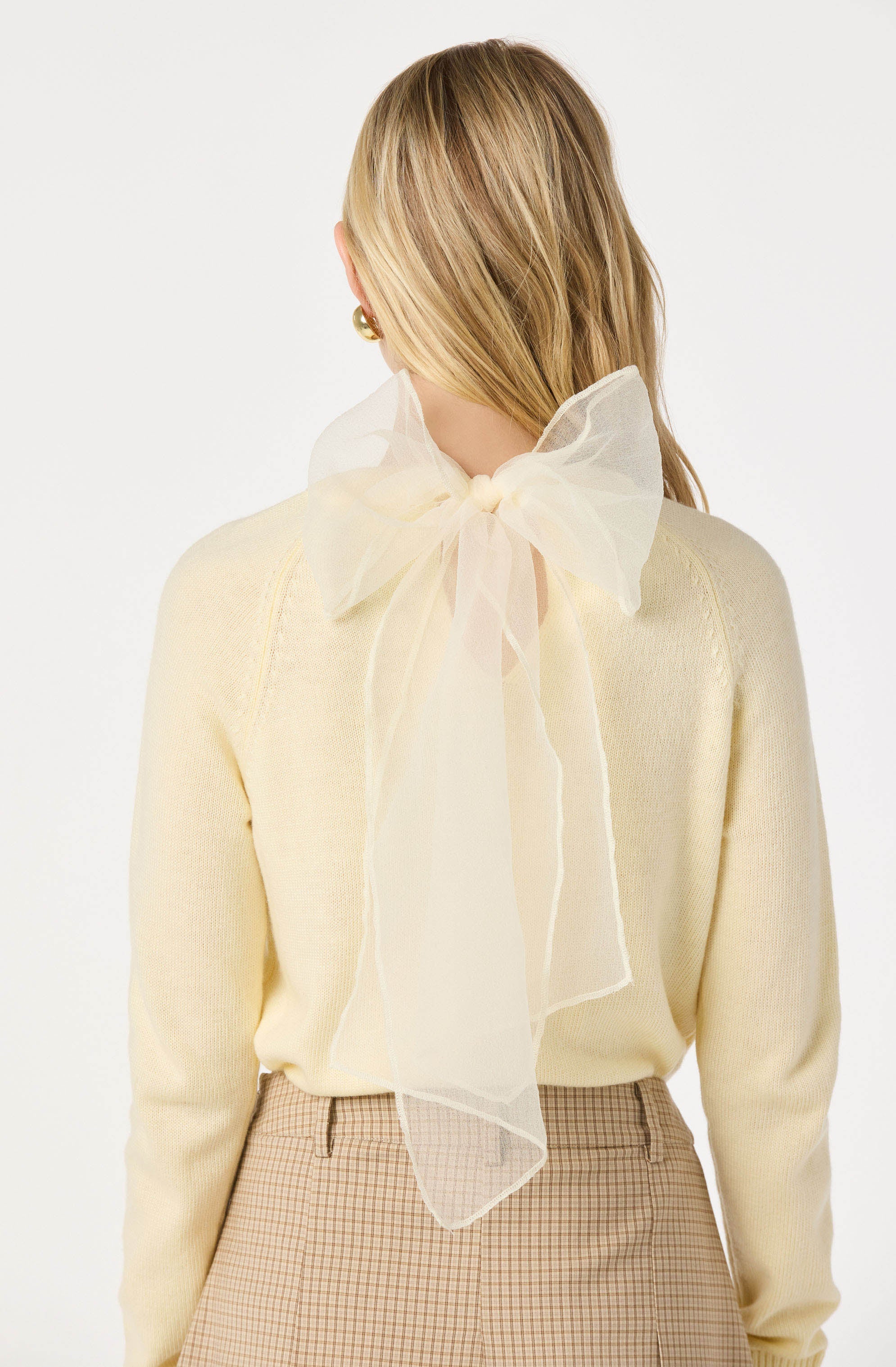 Tie-Back Organza Bow Sweater