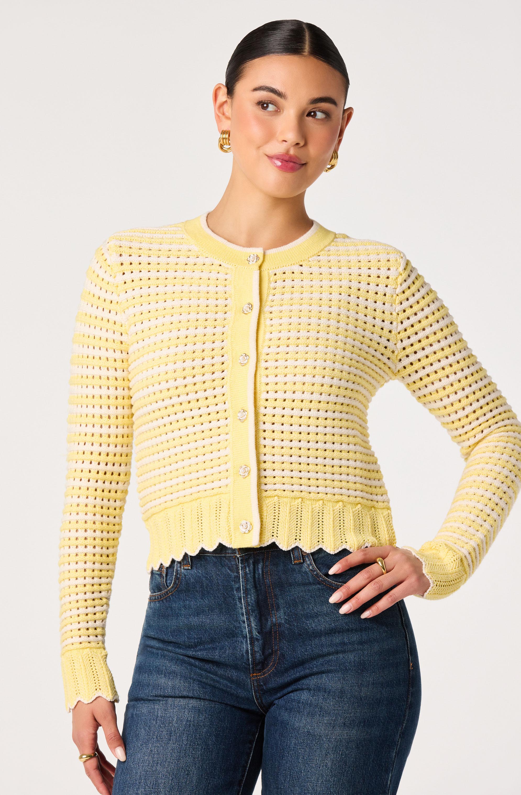 Karly Striped Open Knit Cardigan