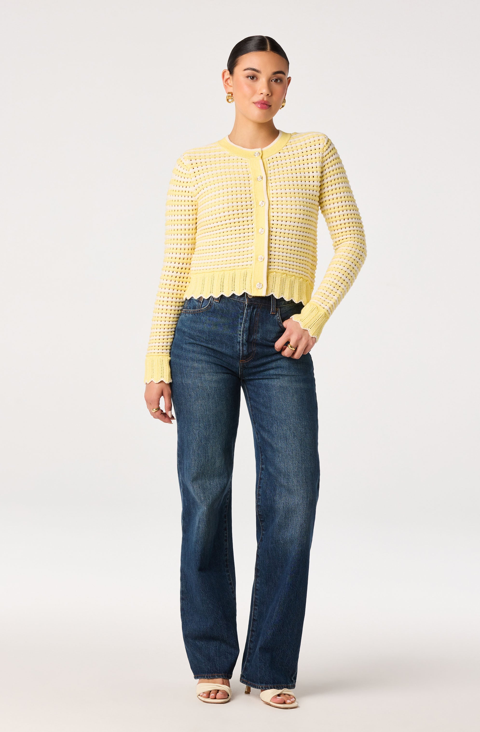 Karly Striped Open Knit Cardigan