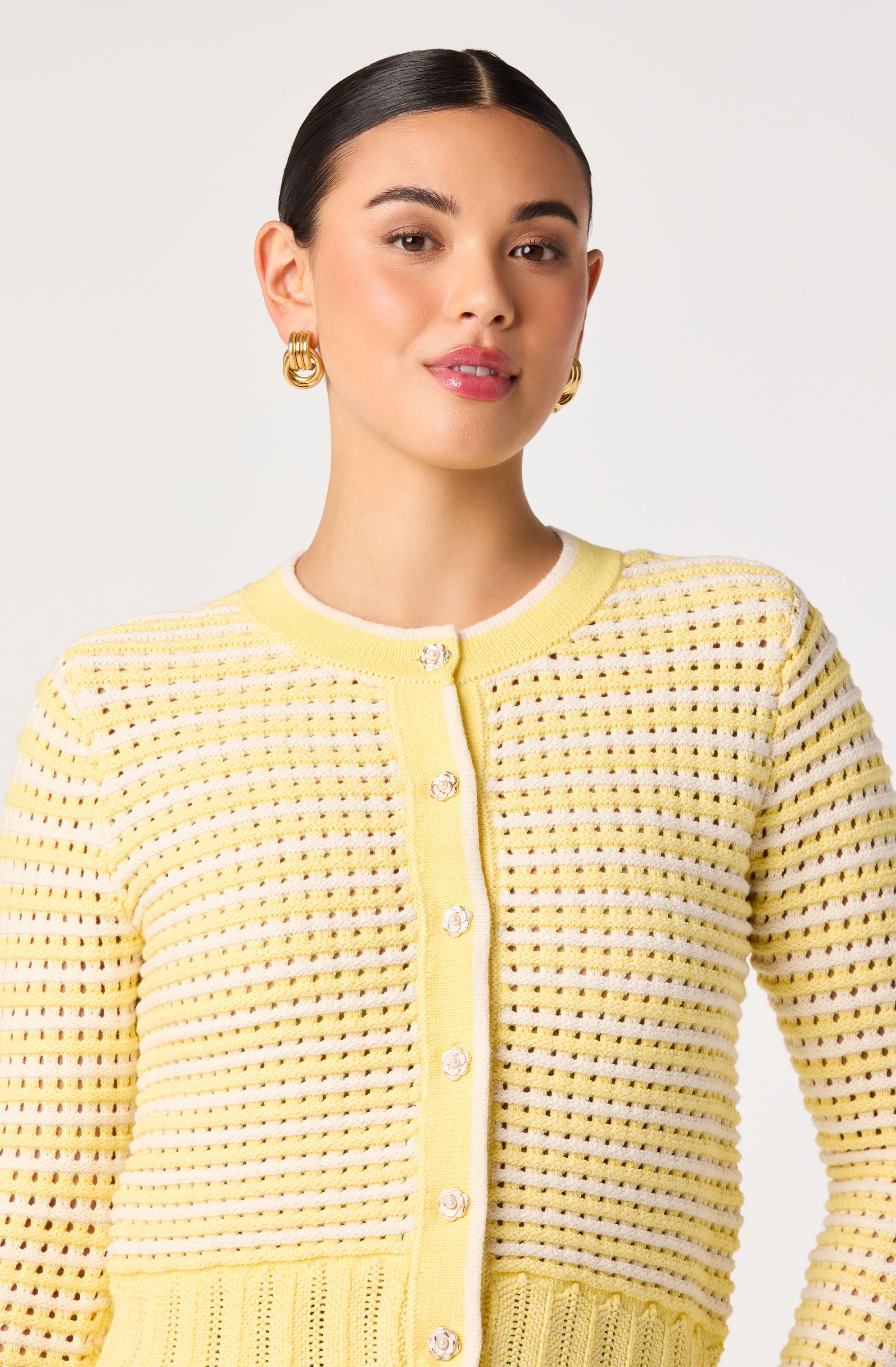 Karly Striped Open Knit Cardigan